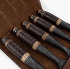 Hand-forged 5-pc Woodworking Chisel Set Carbon Steel Tools With Leather Roll