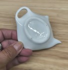Floral Teapot-shaped Ceramic Spoon Rest W  Handle White Purple Green