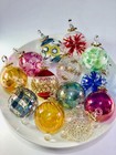 Set Of 5 Egyptian Hand Blown Glass Ornaments Gold Decorative Variety Back 3   long