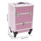 Rolling Makeup Train Case Cosmetic Trolley Makeup Storage Organizer Luggage Box