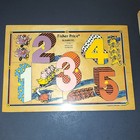 Vtg 1970 s Fisher-price Wooden Tray Puzzles Numbers 10 Pc   Dogs 8pc Ages 2-5