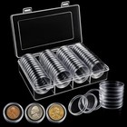 60pcs 41mm Round Coin Capsules Clear Protective Holders W storage Box Free Ship 