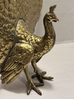 Vintage Solid Brass Peacock Bird Heavy Sculpture Figure Mcm Decor 