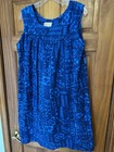 Vintage Ui Maikai Blue Hawaiian Cotton Dress Muumuu Floral Geometric Size M l