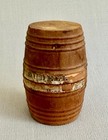 Antique Wooden Treen Miniature Barrel Container With Partial Label - 1878