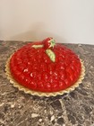Vintage Ceramic Strawberry Pie Dish Keeper With Lid Universal Trumps Corp