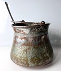Antique Ottoman Turkish Hand-hammered And Tinned Copper Cauldron W  Ladle