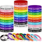 42pcs Jesus Loves You Silicone Bracelets Bulk Colorful Christian Jesus Rubber   