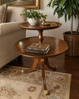 Vintage 2 Tier Dumbwaiter Accent Table Mahogany Wood Walnut Finish 27  Tall