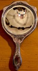 Antique Silver Vanity Mirror     Ornate Floral Derby Silver Co Hand Mirror