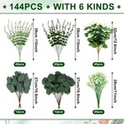 144 Pcs 6 Kinds Mixed Eucalyptus Stems Bulk Faux Silver Dollar Leaves Eucalyp   
