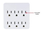 6 Grounded Outlets Tap Electric General Wall Outlet Extender 6 Prong Multi Plug 