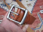 Rrl Double Rl Vintage Brown Leather Belt Men   s Belt With Silver Square Buckle