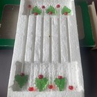 6 Vtg Swizzle Sticks Glass Christmas Tree Hand Blown Cocktail Set Barware