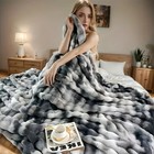 Luxurious Faux Rabbit Fur Throw Blanket Super Soft   Cozy Warm All-season