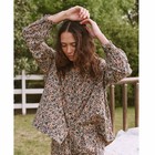 The Great Ruffle Button Up Sleep Shirt Blouse Top Floral Print Cotton S-1 260333
