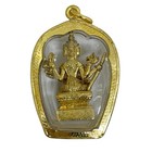 Lord Brahma Four-faced God Phra Phrom Amulet Pendant Gold Plated Frame  7