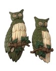 Vintage 1969 Sexton Metal Owl Wall Plaque Set-13    11    Avocado Green-mid-century