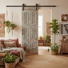 Antique French Doors Hand Carved Barndoors Wood Floral Art Statement Door 80x28