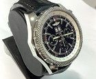 Breitling A44362 Bentley 6 75 Chronograph S steel 48mm Black Dial   Strap  Vgc