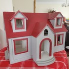 Antique Hand Painted Wooden Dollhouse All Original Details Lines Near Perfect