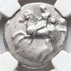 Calabria Taras 302-280 Bc Ancient Greek Didrachm Silver Dolphin Horse  Ngc Ch Vf