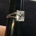 Vintage Sterling Silver Ring And Necklace Set Clear Glass Size 7 Elegant Classic