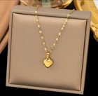 Hot Luxury Heart Necklace Earring Bracelet Set 18k Gold Plated Stainless Steel 