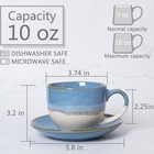 Bosmarlin Ceramic Cappuccino Cup And Saucer Set Of 2 10 Oz Coffee Cups For