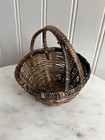 New Vintage Small Woven Basket Brown Vtg Farmhouse Country Cottagecore Primitive
