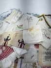 Huge 11  Lbs Lot Embroidered Cross Stitch Painted Kitchen Linens Napkins   More