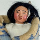 Vintage Native American Style Doll 14  Beaded Moccasins Wool Blanket Folk Art