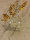 Vtg Hand Blown Clear Glass Unicorn W red Horn mane tail Figurine  Unmarked R