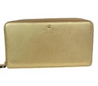 Kate Spade Gold Metallic Leather Zip Around Wallet Case For Smartphones