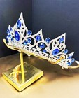 Princess Tiara  Blue Crystal Tiara  Silver Tiara  Wedding Crown  Birthday Crown