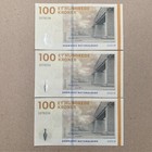 Same Serials 3 Pcs Denmark 100 Kroner Banknote Lot 2009 Danish Currency Note