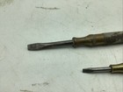 Vtg 2 In 1 Nesting Slotted Brass Knurled Handle Screwdriver Usa
