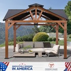 Outdoor 12    X 12    Hardtop Heavy Duty Gazebo With Steel Roof Cedar Wooden-looking
