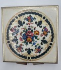 Vintage  Enamel Gold Tone Pill Box Compact Floral