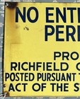 Vintage Porcelain Oil Co Sign - Roc Richfield Oil Corp No Entry Free Ship Large