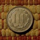 1865 3-cent Piece  Au Details     Lamination Error  Fascinating Civil War Issue 