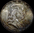 1956 Franklin Half Dollar Silver Unc  Gem  Deep Mint Color  As Shown  915