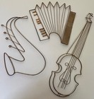 Vintage Mcm Wire Musical Instrument Wall Hangings Mid Century Modern 50s Atomic