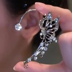 Fashion Women Silvery Zicron Inlaid Butterfly Sparkling Earrings Right Ear Cuff