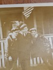 Rare Old Vintage Photo Group Of Young Friends American Flag Posing Frint Of Home