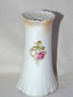 Antique Porcelain Silesia Pink Roses Hatpin Holder Floral Luster  Germany