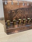 Vintage Copper Hanukkah Menorah - Made In Israel - Lion And Menorah Design