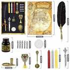 Quill   Ink Wax Stamp Set - Feather Pen Antique  Wax Stamp Set In A Gift Box