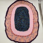 Vintage Multi-color 23  X 17  Rug Oval Reversible Handmade