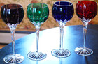 Set 4 Ajka Castile Albinka Multi Colored Cut Crystal Wine Goblets Glasses 8 1 4 
